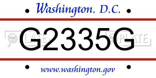 G2335G District Of Columbia License Plate