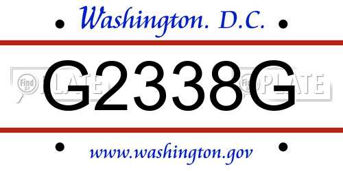G2338G District Of Columbia License Plate