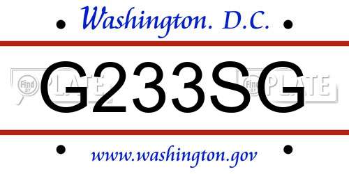 G233SG District Of Columbia License Plate