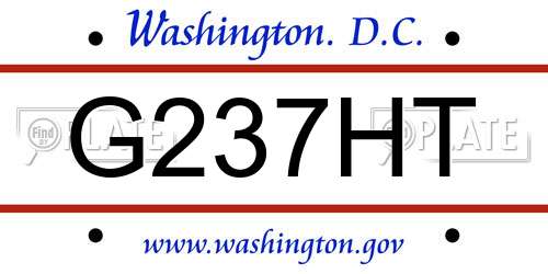 G237HT District Of Columbia License Plate