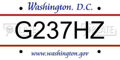 G237HZ District Of Columbia License Plate
