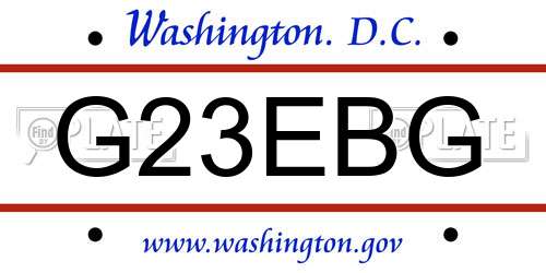 G23EBG District Of Columbia License Plate