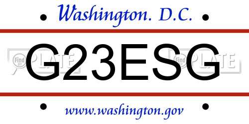 G23ESG District Of Columbia License Plate