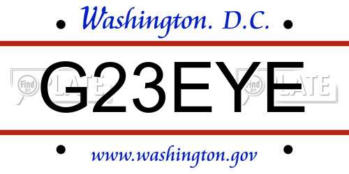 G23EYE District Of Columbia License Plate