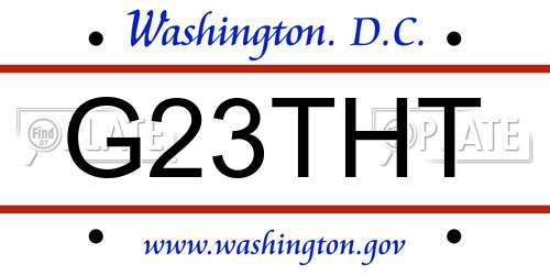 G23THT District Of Columbia License Plate