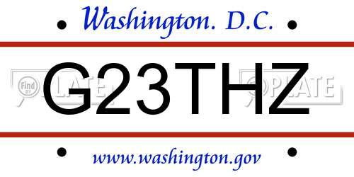 G23THZ District Of Columbia License Plate