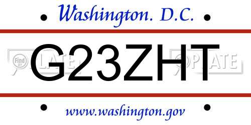 G23ZHT District Of Columbia License Plate