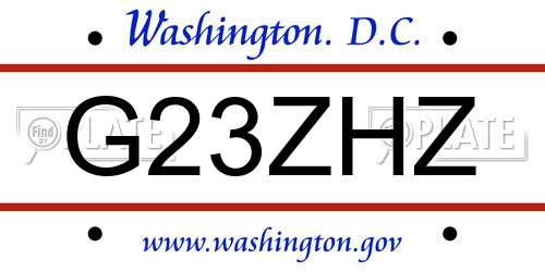 G23ZHZ District Of Columbia License Plate