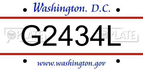 G2434L District Of Columbia License Plate