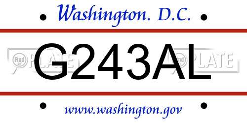 G243AL District Of Columbia License Plate