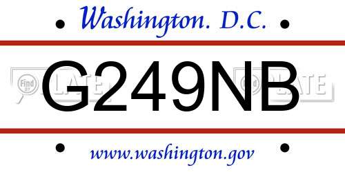 G249NB District Of Columbia License Plate