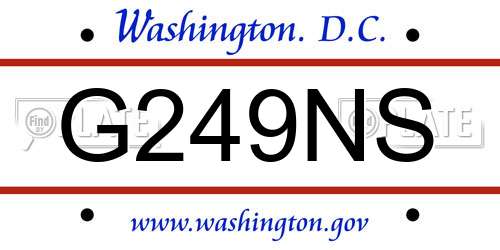G249NS District Of Columbia License Plate