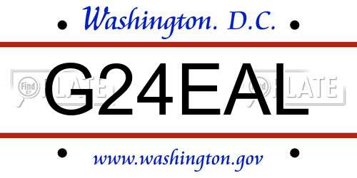 G24EAL District Of Columbia License Plate