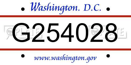 G254028 District Of Columbia License Plate