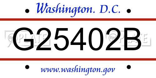 G25402B District Of Columbia License Plate