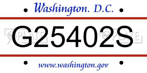 G25402S District Of Columbia License Plate