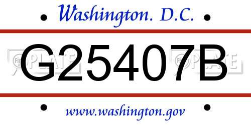 G25407B District Of Columbia License Plate