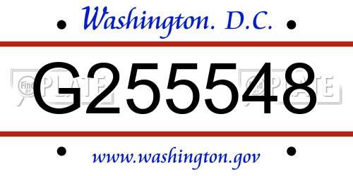 G255548 District Of Columbia License Plate