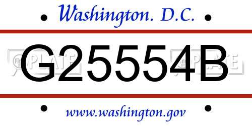 G25554B District Of Columbia License Plate