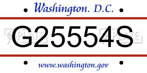 G25554S District Of Columbia License Plate