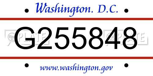 G255848 District Of Columbia License Plate