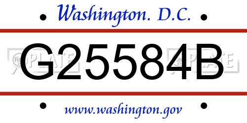 G25584B District Of Columbia License Plate