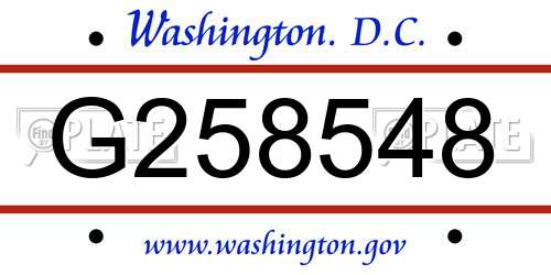 G258548 District Of Columbia License Plate