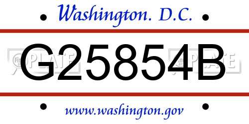 G25854B District Of Columbia License Plate