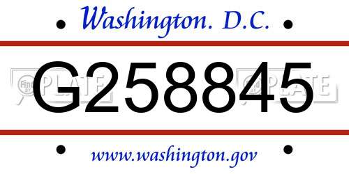 G258845 District Of Columbia License Plate