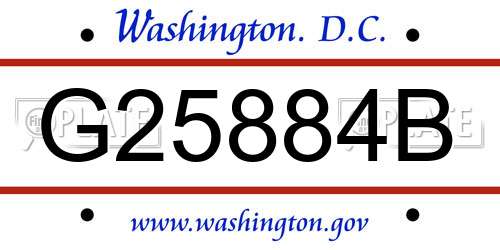G25884B District Of Columbia License Plate