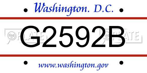 G2592B District Of Columbia License Plate