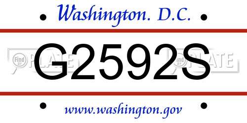 G2592S District Of Columbia License Plate