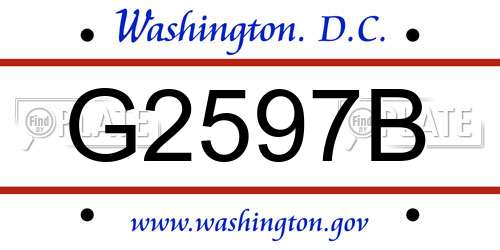 G2597B District Of Columbia License Plate