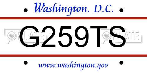 G259TS District Of Columbia License Plate