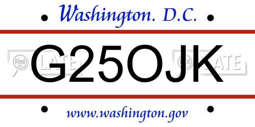 G25OJK District Of Columbia License Plate