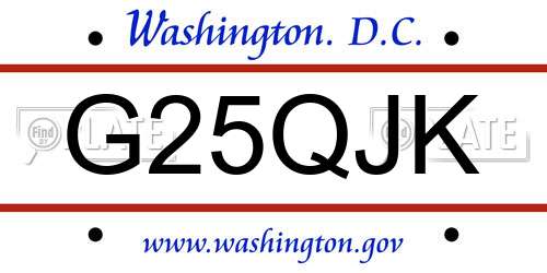 G25QJK District Of Columbia License Plate