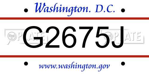 G2675J District Of Columbia License Plate