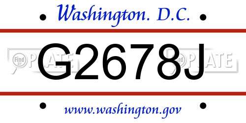 G2678J District Of Columbia License Plate