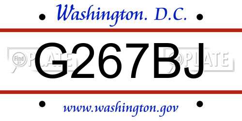 G267BJ District Of Columbia License Plate