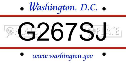G267SJ District Of Columbia License Plate