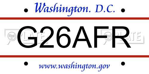 G26AFR District Of Columbia License Plate