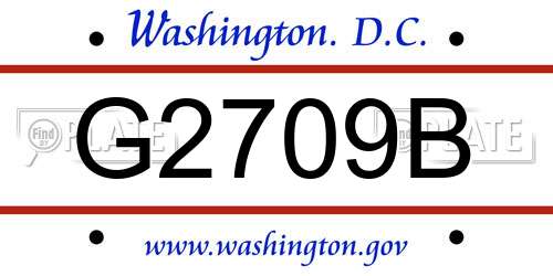 G2709B District Of Columbia License Plate