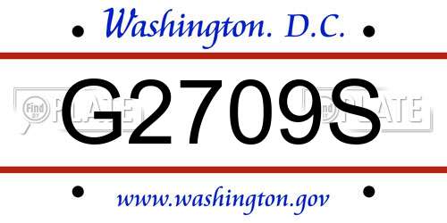 G2709S District Of Columbia License Plate