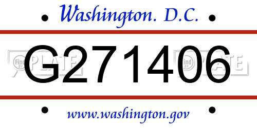 G271406 District Of Columbia License Plate