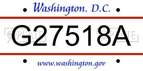 G27518A District Of Columbia License Plate