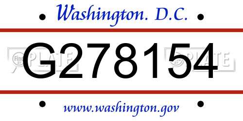 G278154 District Of Columbia License Plate