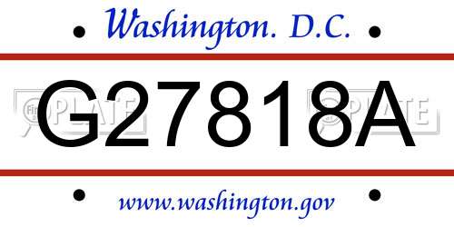 G27818A District Of Columbia License Plate