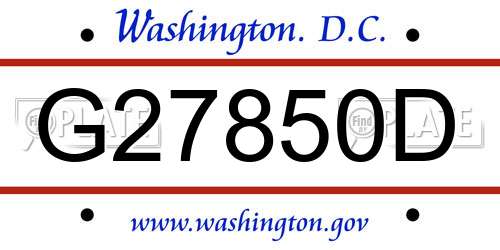 G27850D District Of Columbia License Plate