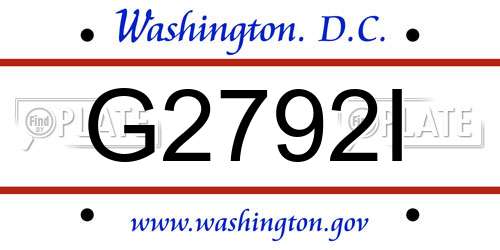 G2792I District Of Columbia License Plate