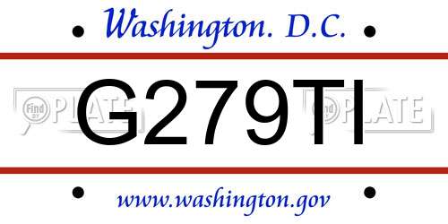 G279TI District Of Columbia License Plate